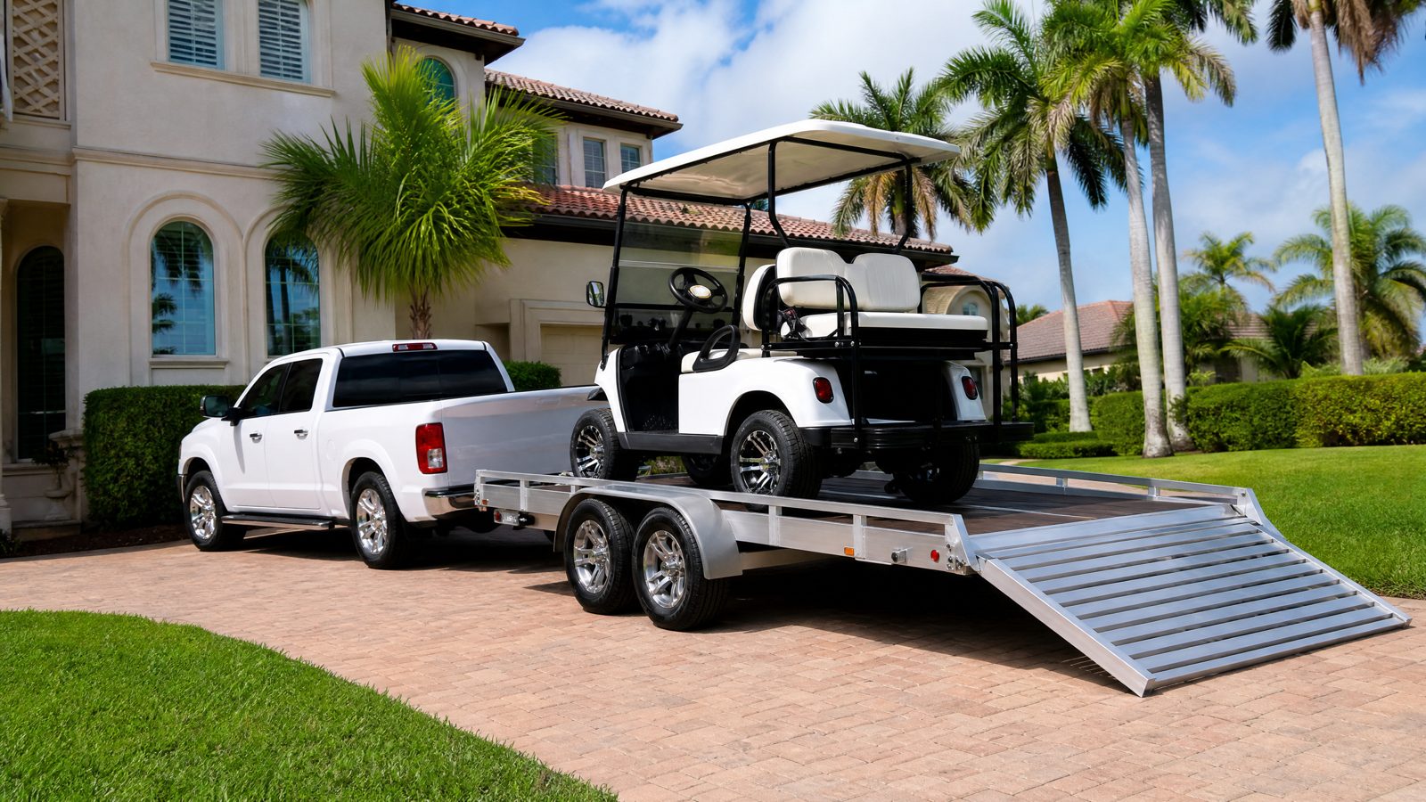 Golf cart loaded on our trailer for free pickup